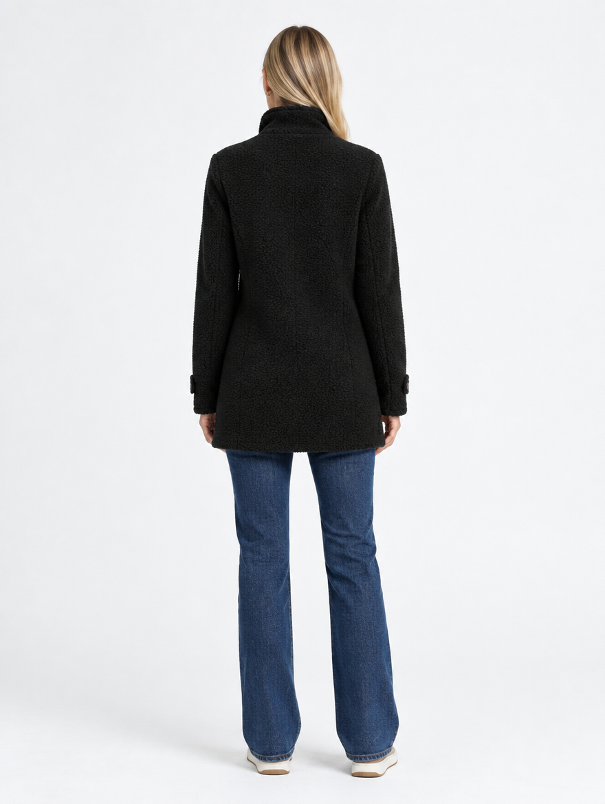 Schwarz - Fumoya Teddyfleece-Jacke