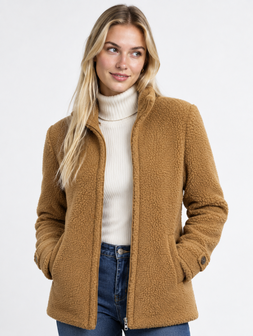 Braun - Fumoya Teddyfleece-Jacke