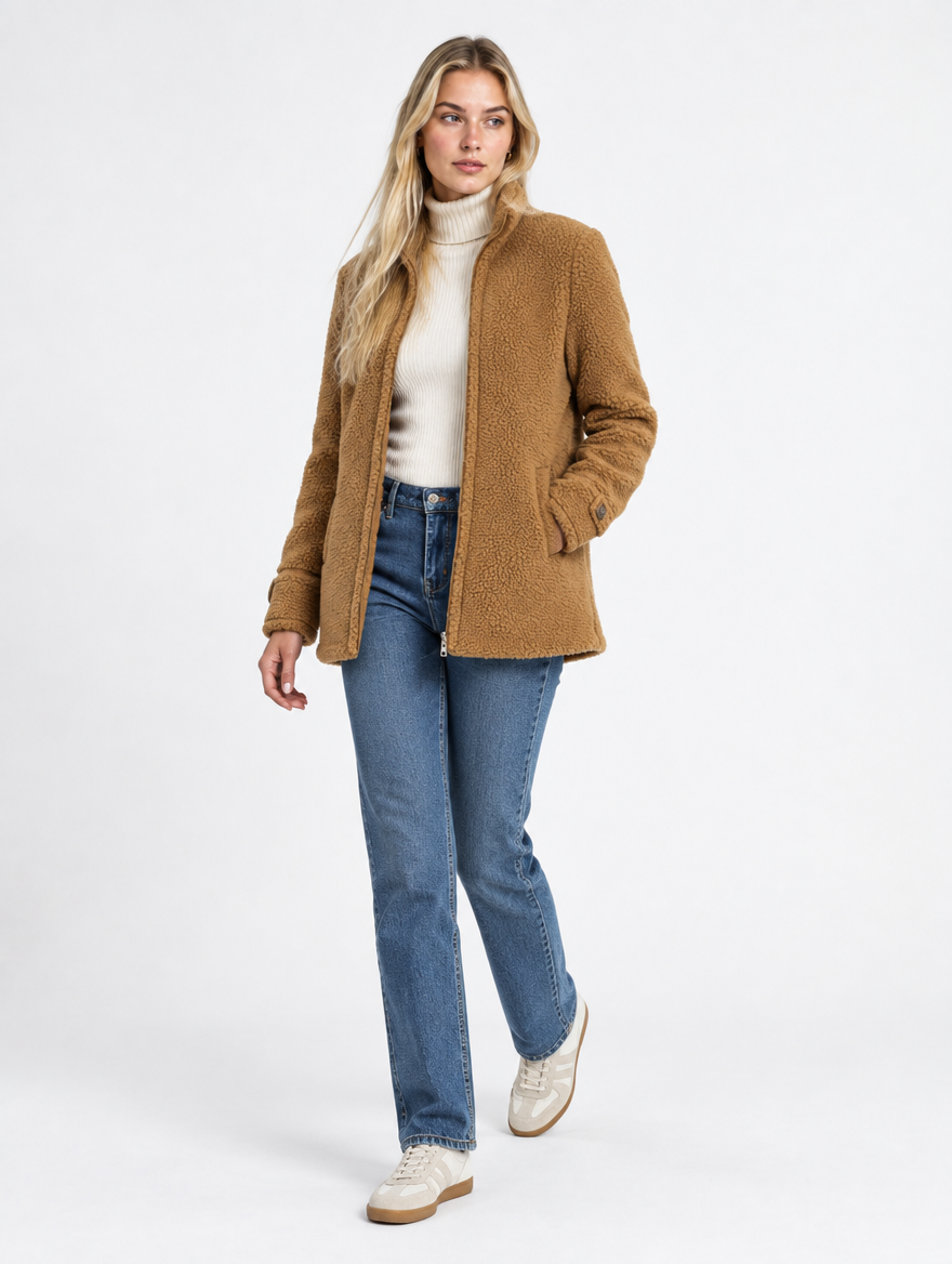 Braun - Fumoya Teddyfleece-Jacke